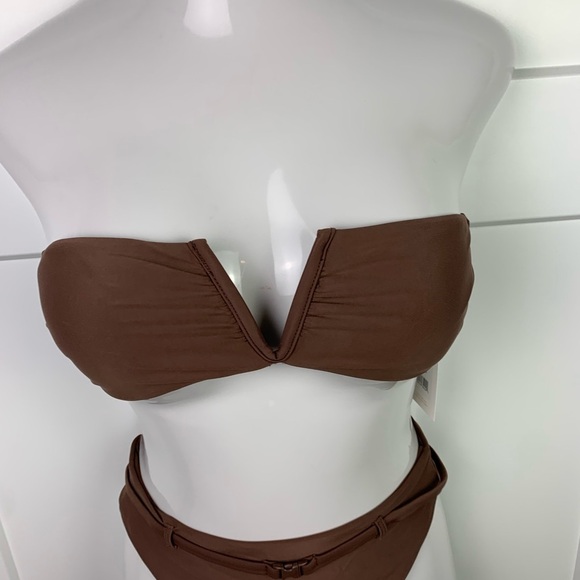 NWT Andie Swim Bikini Set SMALL Brown Riviera High Waist Belted Bottom Scala Top - Picture 5 of 9